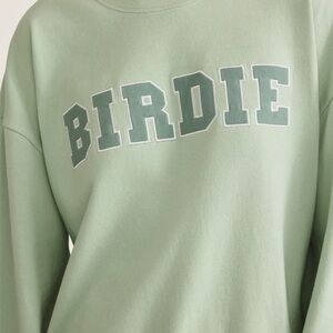Z Supply Sage Green Crewneck with 'BIRDIE' Collegiate Applique
